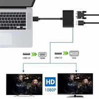 Adaptor USB 3.0 ke HDTV VGA, dengan Output Audio Independen, Kompatibel dengan Windows Mac OS untuk Laptop PC Proyektor TV