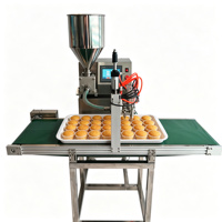 Machine de remplissage semi-automatique pour gâteaux ronds en plateau, confitures, biscuits, gâteaux étoilés, cupcakes, madeleines, biscuits aux pépites de chocolat, puddings