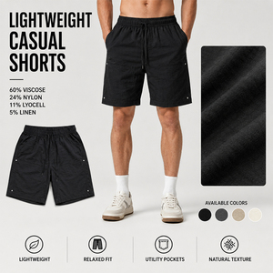 Shorts décontractés unisexe en mélange de Lyocell et de lin, légers et respirants, longueur genou, polyvalents pour l'été et la plage, personnalisables - Product Image 1