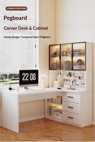 Bureau d'ordinateur en bois avec bibliothèque intégrée et tiroirs de rangement, design simple, adapté au bureau à domicile et à l'utilisation informatique