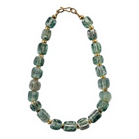 Collier classique pour femme en résine turquoise, chaîne plaquée or, perles, bijoux de fête et de mariage, accessoire de mode tendance