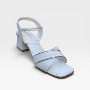 Sandales élégantes blanches à talon carré pour femme, à bout ouvert, à enfiler, pour soirée, chaussures de mode confortables et décontractées - Product Image 1