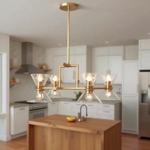 Lampadario a sospensione Sean Lavin Collier, lussuoso, moderno, in stile nordico, color oro, per ingresso, soggiorno, cucina o ristorante - Product Image 4