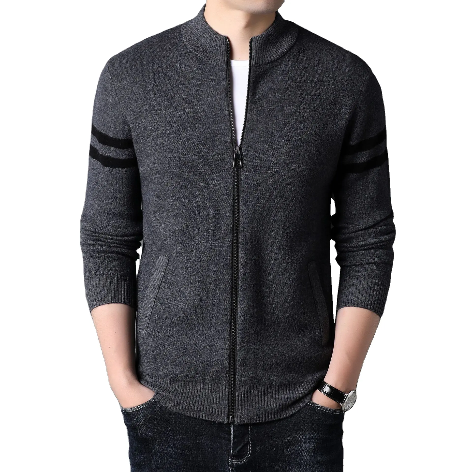 Customized Factory OEM ODM High Quality male men Fully Zip up Sweater Cardigan