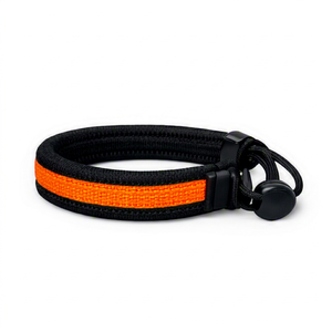 Bracelet de poignet en nylon réglable sur mesure, noir avec bande orange, cordon de sécurité pour raquette de padel, léger et durable - Product Image 1