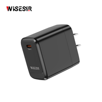 Chargeur mural WISESIR 20W PD 3.0 GaN Turbo, sortie 5V/3A, protection OTP, efficacité 92%, certifié CE ROHS, port Type-C pour mobile