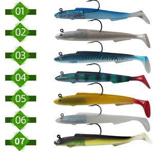YJAquahunter Leurre souple anguille 15cm 30g avec hameçon tête plombée queue en T, leurre pour bar, appât de fond, leurre de pêche artificiel, lot de 5 - Product Image 4