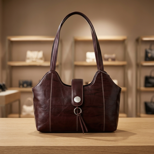Pure Leather Luxury <b>Women's</b> Foldable 3L+ Zipper Waterproof Large Capacity Water Resistant Lightweight Fashion Casual Handbags - Product Image 3