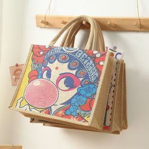 <span class=keywords><strong>Sac</strong></span> fourre-tout en jute à imprimé animalier avec doubles poignées, élégant <span class=keywords><strong>sac</strong></span> à <span class=keywords><strong>main</strong></span> format A4 pour étudiants, idéal pour les cours et les sorties - Product Image 5