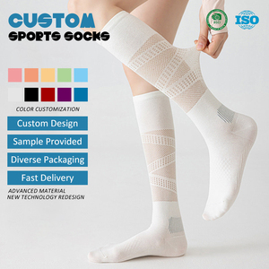 Chaussettes <span class=keywords><strong>de</strong></span> badminton pour femmes, fines, respirantes, en coton peigné, à micro-compression, mi-mollet, en maille, pour le printemps et l'été - Product Image 1