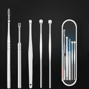 Juego de limpiadores de oídos de acero inoxidable transfronterizo (6 piezas), limpiadores de oídos (5 piezas), juego de limpiadores de oídos con resorte en espiral, limpieza de oídos - Product Image 1
