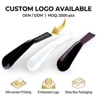 Sendok Sepatu Lengkung PP 19cm 7.5 Inch Custom, Kotak Sepatu dengan Pegangan Persegi Panjang, Insert Hadiah, 3 Warna, Logo OEM Custom, MOQ 2000 Pcs