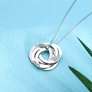 925 Sterling Silver Family Name <strong>Necklace</strong> Personalized Custom Engraved <strong>Russian</strong> <strong>Ring</strong> <strong>Necklace</strong> - Product Image 4