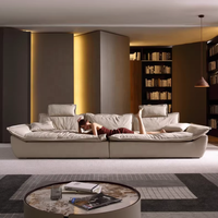 Zayshine Italienisches Minimalistisches Luxus-Sofa-Set aus Weißem Leder für Wohnzimmer, Modulares 3-Sitzer-Sofa für Villa und Apartment, Tiefer Thron-Bodensofa