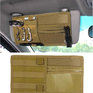 Tactical Molle <b>Car</b> Visor Organizer Khaki Nylon Storage Bag For Truck <b>Car</b> Sun Visor With Multiple Pockets And <b>Hook</b> Loop Straps - Product Image 1