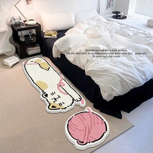 Alfombra de Piso de Franela Sintética con Diseño de Gato de Dibujos Animados, Antideslizante, Larga, para Dormitorio, Junto a la Cama, con Estampado Animal, Forma Novedosa, para Uso Doméstico - Product Image 3