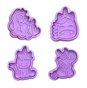 <strong>Top</strong> Hot Sell Party Holiday Decoration Baking Tools 3D Purple Cookie Mold 4pcs <strong>unicorn</strong> Plastic Biscuit Cutter - Product Image 5