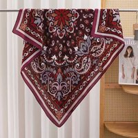 En stock 1006E Foulards ethniques Châles de luxe Designer 90*90cm Carré Abaya Hijab Foulard en soie personnalisé pour femme Élégant Haute Qualité