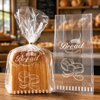 Sacs à pain transparents à soufflets latéraux en CPP de qualité alimentaire avec impression hélio personnalisée pour sandwichs, toasts et produits de boulangerie maison
