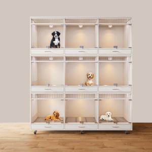Pet Store Chatterie <span class=keywords><strong>Commercial</strong></span> Grand Verre Trempé En Bois Massif Chien Caisse Chenil Pet Shop Pet Vet Intérieur Chat Chien Cages - Product Image 2