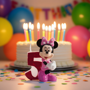 Vela de Cumpleaños de Minnie Mouse Número 5 con Diseño de Puntos Rosados de 7 cm, Decoración para Fiestas - Product Image 3