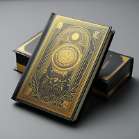 Journal intime de haute qualité estampage doré format A5 cahier à couverture rigide en cuir PU noir avec bord doré