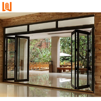 Portes pliantes horizontales en aluminium à double vitrage pour balcon extérieur, vente en gros