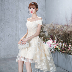 Petite <span class=keywords><strong>robe</strong></span> <span class=keywords><strong>de</strong></span> <span class=keywords><strong>mariée</strong></span> <span class=keywords><strong>japonaise</strong></span> et coréenne à épaules dénudées, élégante pour femme adulte, idéale pour cérémonie et fête d'anniversaire - Product Image 4