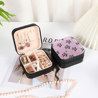 Vente chaude Style occidental Cactus tournesol Punchy motif carré mignon boîte à bijoux transporter boucles d'oreilles stockage emballage voyage