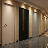 Porte intérieure moderne en bois massif à double battant avec isolation phonique et vitrage, design français, pour hôtels, villas et sous-sols