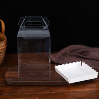 Boîte d'emballage PET biodégradable transparente de qualité alimentaire pour la cuisson de desserts gâteau d'anniversaire avec plateau intérieur