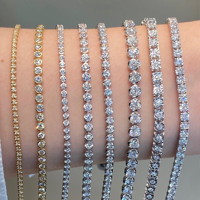 Bracelet tennis en diamant de laboratoire OEM ODM, or massif 10K 14K, 3mm VS1, taille brillant, certifié, vente en gros d'usine, logo personnalisé, cadeau