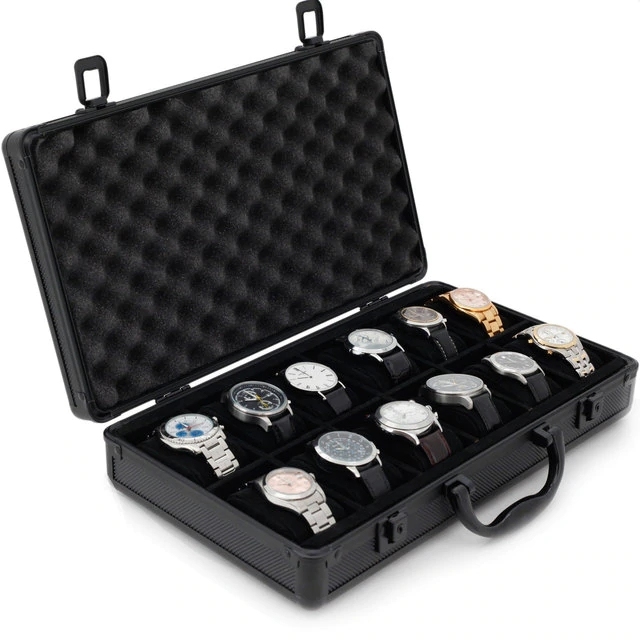 12 Gunmetal Aluminum Watch Box Durable