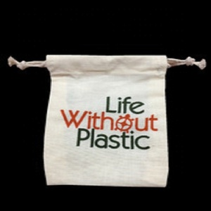 Cotton Muslin Drawstring Tote <b>Bag</b> with <b>Black</b> Drawstring Custom Logo Printed Canvas Shopping <b>Bag</b> Promotional - Product Image 3