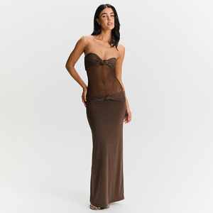 Sexy Mini Abito Beige Con Inserti Trasparenti Tg.40/44 | Abiti Sexy
