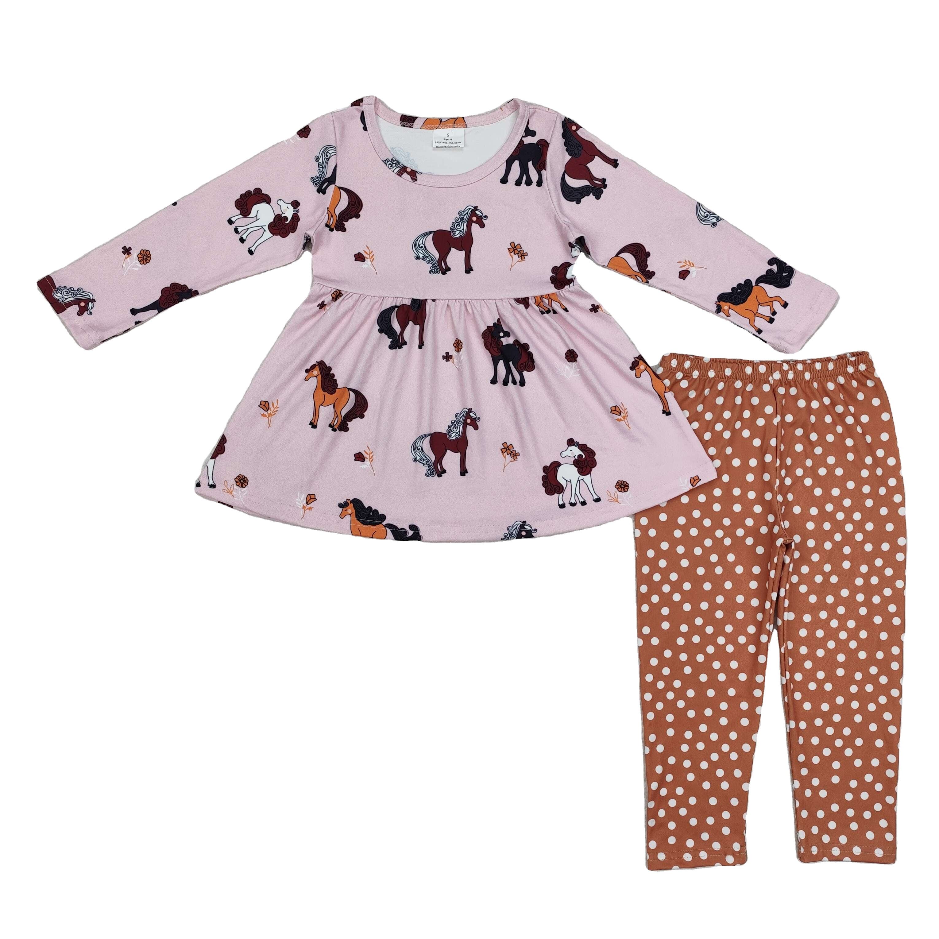 Western Cowgirl Clothe Print Horse Flowers pink Long Sleeve Suit