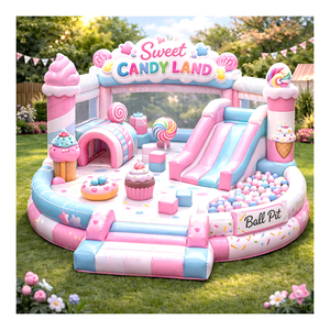 Castello Gonfiabile Premium Candy Land per Bambini, Area Giochi Morbida per Interni con Tunnel, Piscina di Palline e Scivolo in PVC, Marca IFUN - Product Image 1