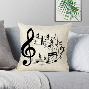 Nota Musical sublimación Retro <span class=keywords><strong>Piano</strong></span> <span class=keywords><strong>notas</strong></span> patrón impreso almohada sofá funda cojín - Product Image 6