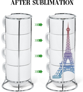 Miễn phí vận chuyển 4oz Ly sứ trắng trơn in chuyển nhiệt số lượng lớn, có thể xếp chồng, dùng để in ly cà phê, trà - Product Image 2