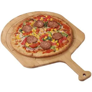 Bambu ahşap Pizza tahtası mutfak ahşap Pizza tepsisi kolu ekmek ahşap tepsi Pizza Spatula pişirme araçları