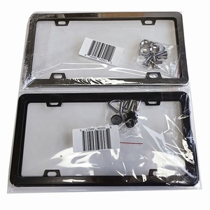 Cadres de <span class=keywords><strong>plaque</strong></span> d'<span class=keywords><strong>immatriculation</strong></span> noirs Chrome Silver Couvercle de <span class=keywords><strong>plaque</strong></span> d'<span class=keywords><strong>immatriculation</strong></span> de voiture en acier inoxydable avec vis - Product Image 1