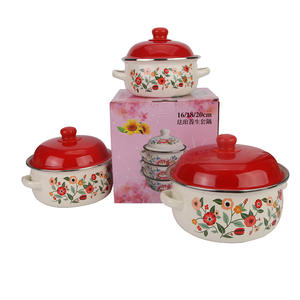 Juego de tres ollas de <span class=keywords><strong>esmalte</strong></span> <span class=keywords><strong>para</strong></span> sopa, listas <span class=keywords><strong>para</strong></span> envío transfronterizo, con doble asa, olla de cocción engrosada, tapa de <span class=keywords><strong>esmalte</strong></span>, estilo moderno - Product Image 2