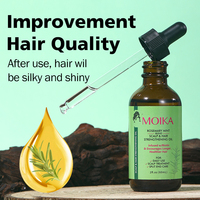 Huile de croissance capillaire OEM Romarin Menthe 60ml, Sérum de traitement du cuir chevelu pour cheveux clairsemés, Nourrissant et fortifiant les follicules, Dropshipping