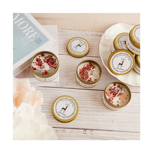 Bougies en cire de soja parfumées AIKUN en pots en étain dorés avec pierres de cristal et fleurs séchées, sans fumée, pour la décoration de la maison - Product Image 2
