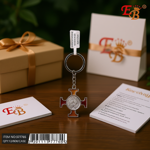 Portachiavi a Croce in Lega di Zinco e Pelle, Regalo Religioso Durevole per la Chiesa, Stampa Personalizzata, 4.2 Pollici - Product Image 2