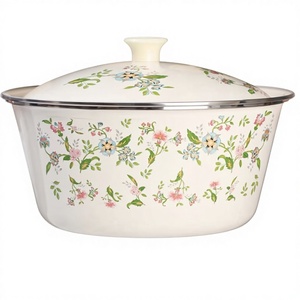 Fabrieksgroothandel geëmailleerde kom met deksel, voedselveilige soepkan, ijzeren kom, saladekom, soepkom, 16-26CM - Product Image 6