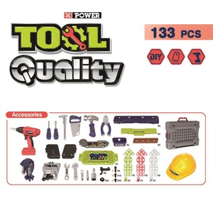 008-201 Kit d'atelier d'outils de jeu d'imitation 133 pièces pour enfants, 2 en 1, <span class=keywords><strong>jouet</strong></span> d'atelier d'ingénierie STEM pour garçons, cadeaux de Noël - Product Image 4