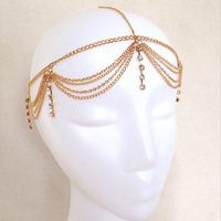 Chaîne de tête tendance et simple avec pampilles, accessoires de mariée pour le front, bijoux de cheveux en strass et cristal, bandeau indien