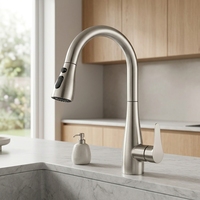 Robinet de cuisine moderne monocommande à poser, en acier inoxydable, avec valve en céramique, mitigeur chaud/froid monotrou pour évier de cuisine