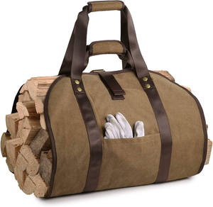 BSCI Custom grande borsa porta legna da ardere per caminetto in tela cerata pesante - Product Image 1
